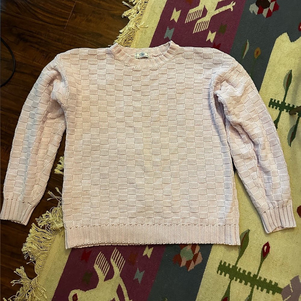 GAP vintage Light Pink Crew Neck Sweater checkerboard pattern L cotton